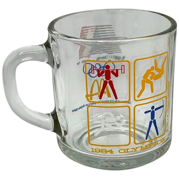 Pair of 1984 McDonalds Olympic Glass Mugs LA Olympic Committee Logo Sports Icons - Picture 3 of 8